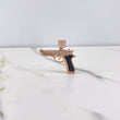 Pendant Gun 4.1gr / 3cm / Black White Rose Gold Zircons &