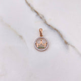 Pendant Corona 1.4gr / 2.2cm / White Green Zircons Rose Gold &