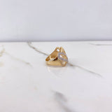 Enamelled Ring 5.35gr / T8 1/4 / White Zircons Two-tone Yellow and White Gold &