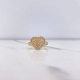 Heart Ring 2.5gr / Size 6 3/4 / White Zircons Yellow Gold &