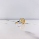 Heart Ring 2.5gr / Size 6 3/4 / White Zircons Yellow Gold &