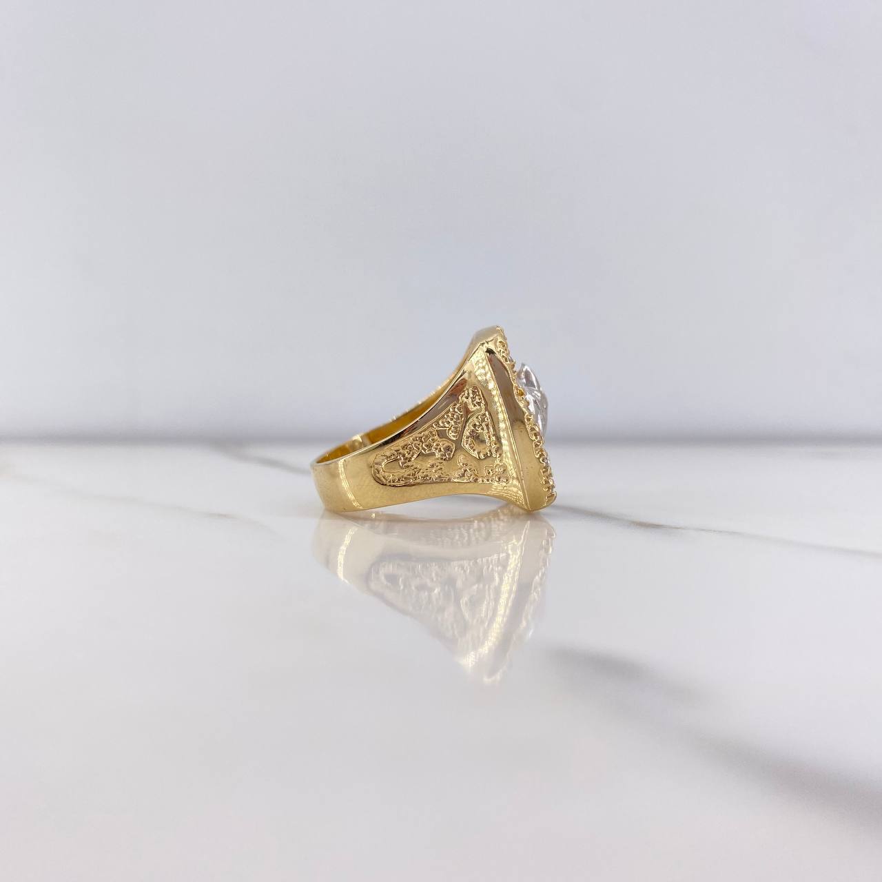 Horseshoe Ring Horse 14.05gr / Size 11 / Yellow White Zircons Two Yellow White Golds &