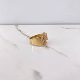 Constantino Cross Ring 9.25gr / Size 10 1/2 / White Zircons Two-tone Yellow and Rose Gold &