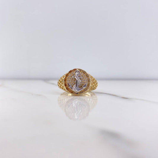 Maya Anchor Ring 6.3gr / Size 10 / White Zircons Two-tone Yellow and White Gold &