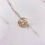 Love Ring 4.2gr / Size 7 1/2 / White Zircons Two-tone Yellow and White Gold $