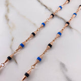 Dubai Chain 10.3gr / 60cm / 4mm Black Blue Rubber Rose Gold &