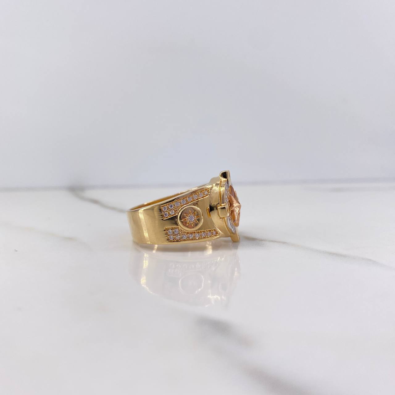 Anillo Brujula 11gr / T9 / Circones Blancos Tres Oros $