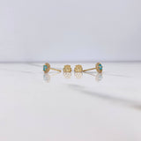 Stud Earrings Halo 1.65gr / White Blue Zircons Yellow Gold $