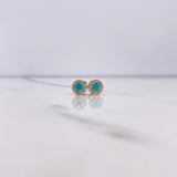 Stud Earrings Halo 1.65gr / White Blue Zircons Yellow Gold $