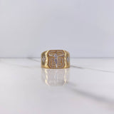 Cross Christ Ring 8.35gr / Size 10 1/4 / White Zircons Two Yellow and White Gold $