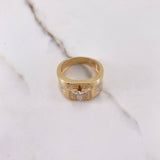 Cross Christ Ring 8.35gr / Size 10 1/4 / White Zircons Two Yellow and White Gold $