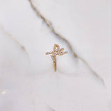Cross Faith Ring 1.8gr / T6 1/4 / White Zircons Yellow Gold $