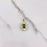 Pendant Halo 2.05gr / 1.9cm / Green White Zircons Yellow Gold $