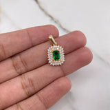 Pendant Halo 2.05gr / 1.9cm / Green White Zircons Yellow Gold $