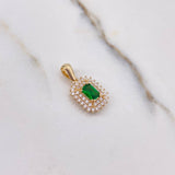 Pendant Halo 2.05gr / 1.9cm / Green White Zircons Yellow Gold $