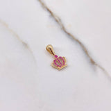 Pendant Corona 0.9gr / 1.6cm / Fuchsia Zircons Yellow Gold $