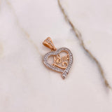Pendant Heart Silhouette 2.95gr / 2.8cm / White Zircons Two-tone White and Rose Gold &