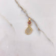 Pendant Hand Saranghae 1.6gr / 2.5cm / White Fuchsia Zircons Yellow Gold &