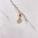 Pendant Hand Saranghae 1.6gr / 2.5cm / White Fuchsia Zircons Yellow Gold &