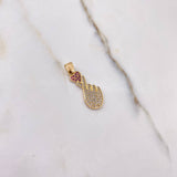 Pendant Hand Saranghae 1.6gr / 2.5cm / White Fuchsia Zircons Yellow Gold &