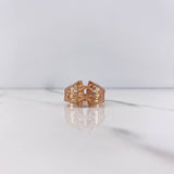 Corset Ring 4.5gr / Size 7 3/4 / White Zircons Rose Gold &