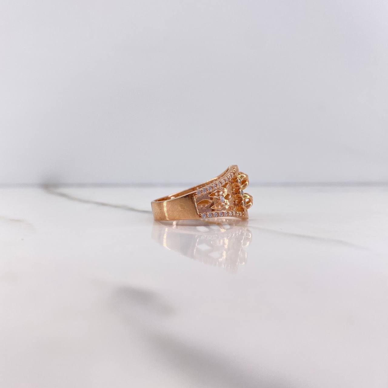 Corset Ring 4.5gr / Size 7 3/4 / White Zircons Rose Gold &