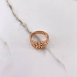 Corset Ring 4.5gr / Size 7 3/4 / White Zircons Rose Gold &