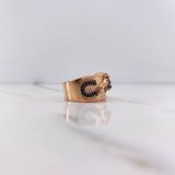 Anillo Caballo Herradura 10gr / T9 / Circones Verde Negros Oro Rosa &
