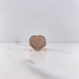 Heart Ring 5.95gr / Size 6 / White Zircons Two-tone White and Rose Gold &