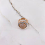 Heart Ring 5.95gr / Size 6 / White Zircons Two-tone White and Rose Gold &