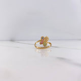 Butterfly Ring 2.15gr / Size 6 / Blue, Fuchsia, Green, White Zircons Yellow Gold &