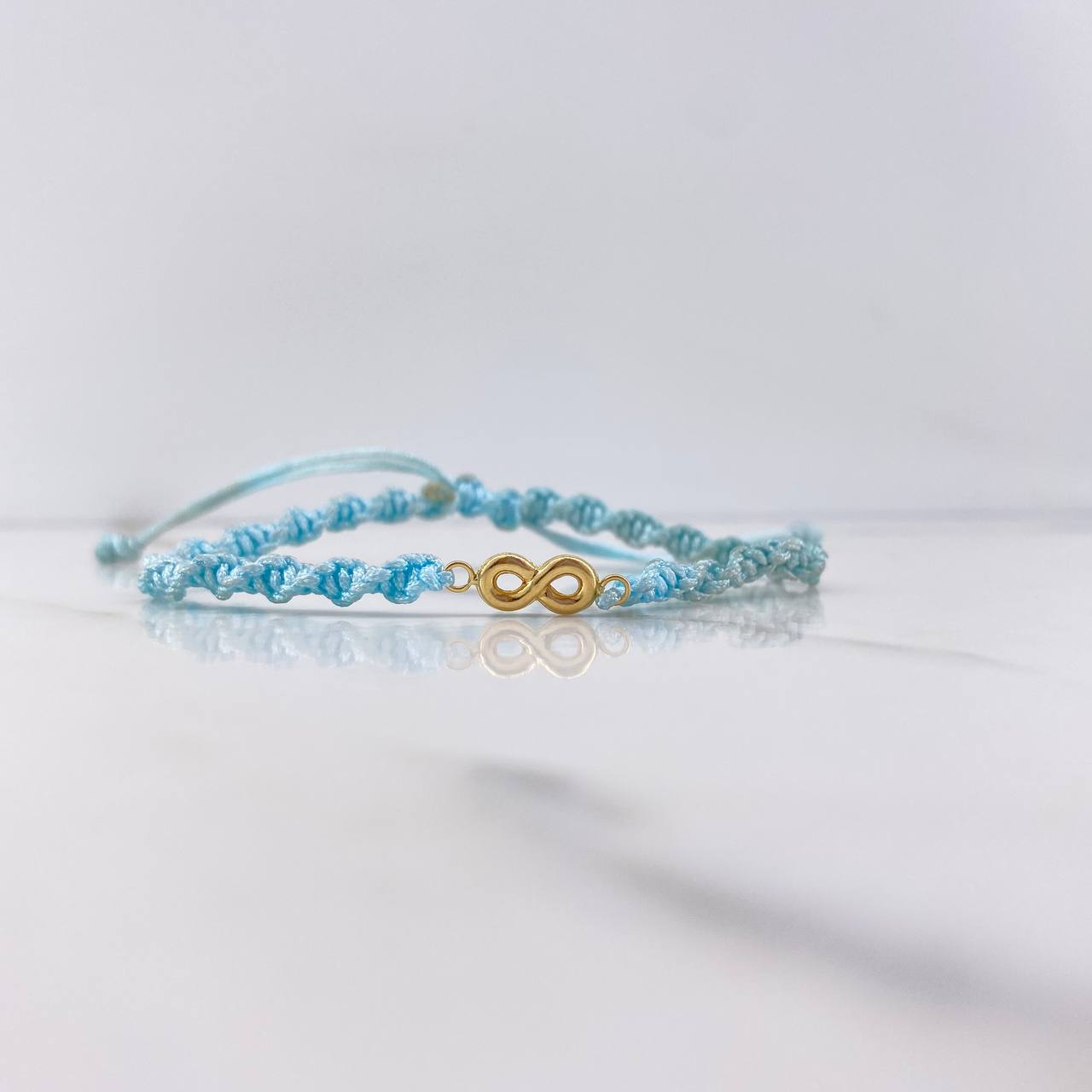 Blue Bracelet Charm Infinity 0.35gr / 1.4cm / Smooth Yellow Gold &