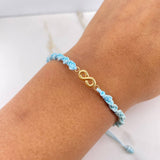 Blue Bracelet Charm Infinity 0.35gr / 1.4cm / Smooth Yellow Gold &
