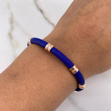 Bracelet Silicone Cylinder 8.75gr / 19cm / Blue Rose Gold &