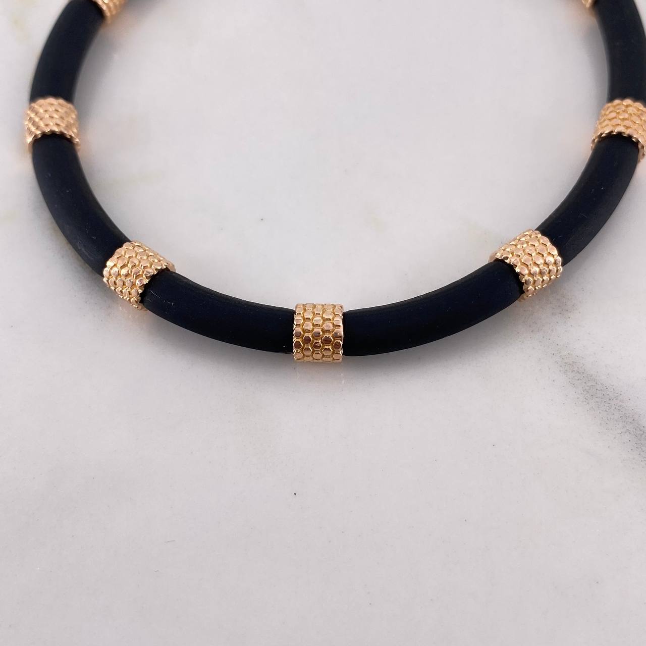 Pulso Silicona Cilindro 7.6gr / 19cm / Negro Oro Rosa &