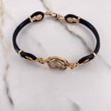 Bracelet Horseshoe Horse 12.55gr / 18cm / White Green Zircons Rose Gold &