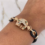 Bracelet Horseshoe Horse 12.55gr / 18cm / White Green Zircons Rose Gold &