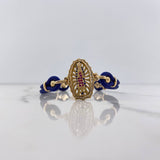 Bracelet Virgin Guadalupe 13.95gr / 17cm / Blue Fuchsia White Zircons Yellow Gold &