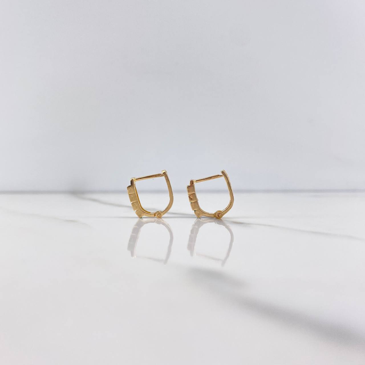 Hoop Earrings Herradura Doble 2.25gr / 1.1cm / Emerald 48 pts Rose Gold (Jewel) &