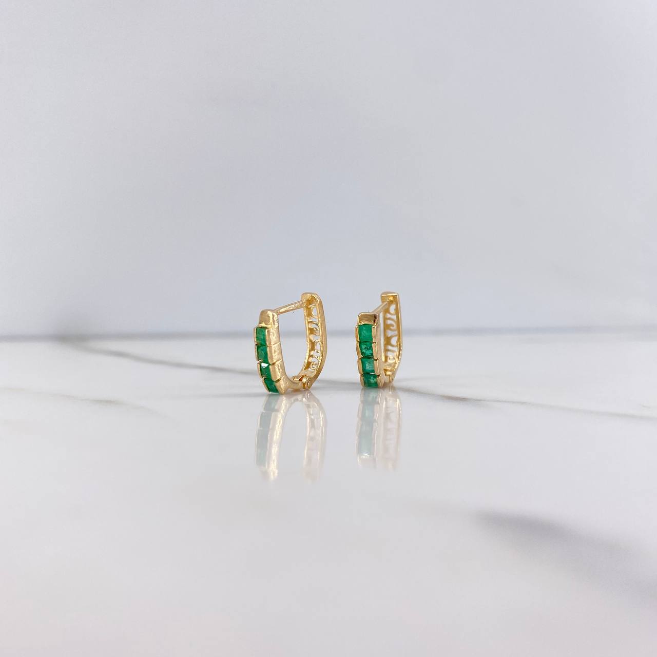 Hoop Earrings Herradura Doble 2.25gr / 1.1cm / Emerald 48 pts Rose Gold (Jewel) &