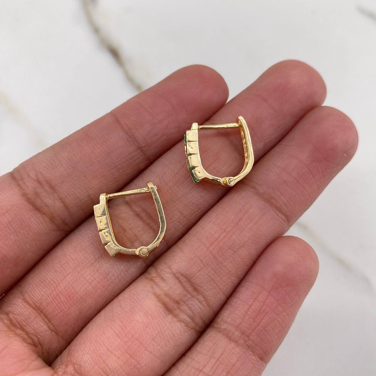 Hoop Earrings Herradura Doble 2.25gr / 1.1cm / Emerald 48 pts Rose Gold (Jewel) &