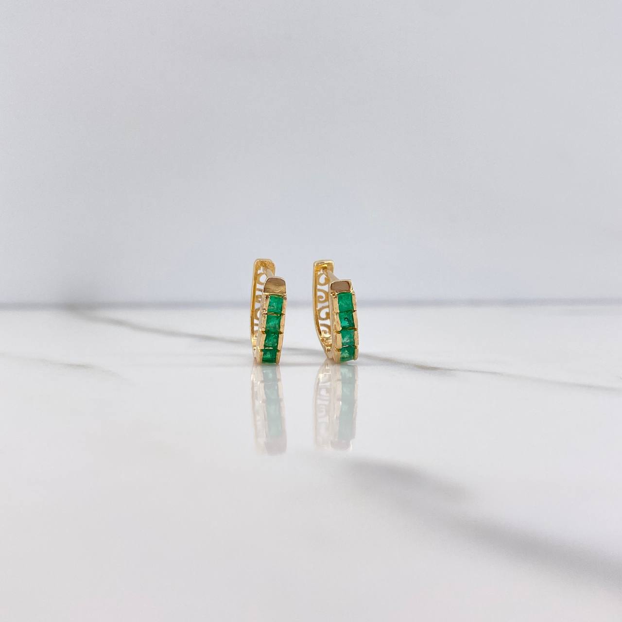 Hoop Earrings Herradura Doble 2.25gr / 1.1cm / Emerald 48 pts Rose Gold (Jewel) &