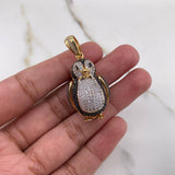 Pendant Penguin 11.75gr / 3.9cm / Black White Zircons Yellow Gold $