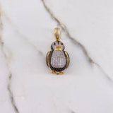 Pendant Penguin 11.75gr / 3.9cm / Black White Zircons Yellow Gold $