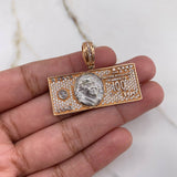 Pendant 100 Dollars 8.8gr / 3.8cm / White Zircons Two-tone White Rose Gold &