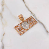 Pendant 100 Dollars 8.8gr / 3.8cm / White Zircons Two-tone White Rose Gold &