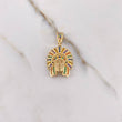 Pendant Indian 4.6gr / 3cm / Colored Zircons Yellow Gold $