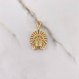 Pendant Indian 4.6gr / 3cm / Colored Zircons Yellow Gold $