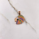 Pendant Indian 5.75gr / 3cm / Colored Zircons Two-tone White and Rose Gold &