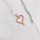 Pendant Sacred Heart 1.55gr / 2.4cm / White Zircons Rose Gold &